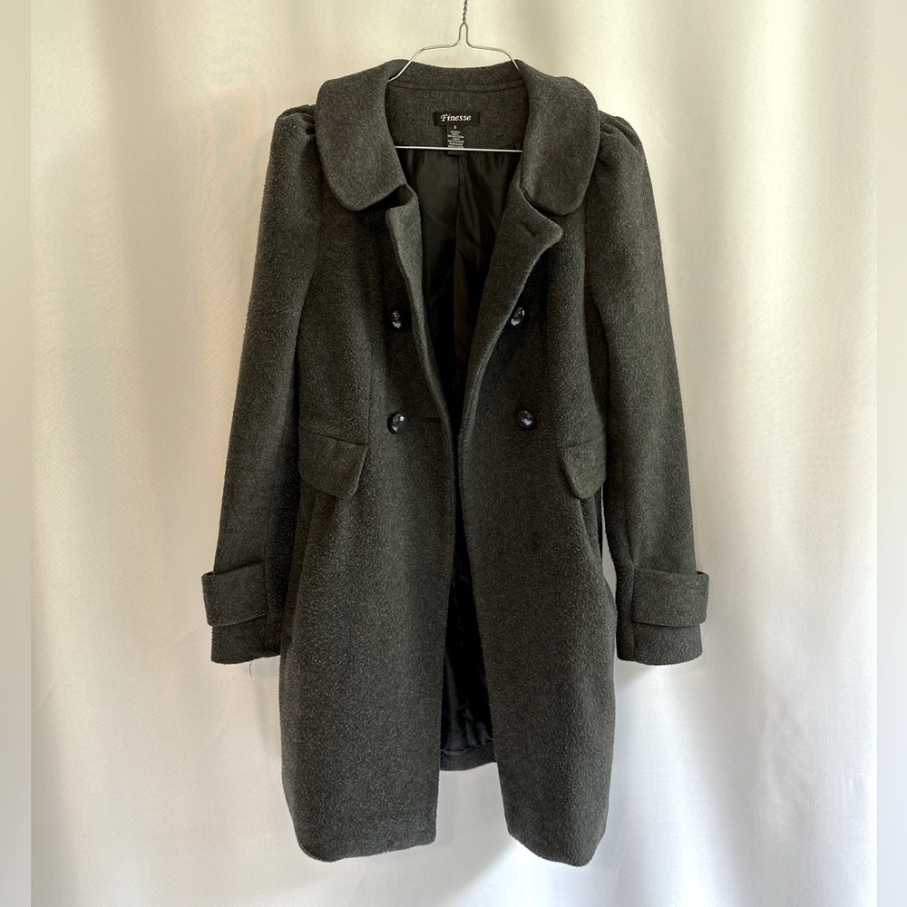 FINESSE Women’s Gray Jacket With Puff Sleeves And Bow Detail